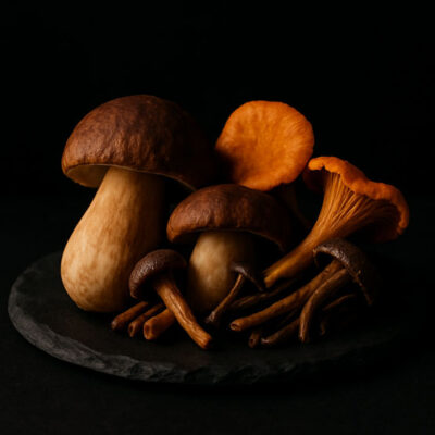 Boletus, chantarela y angula de monte